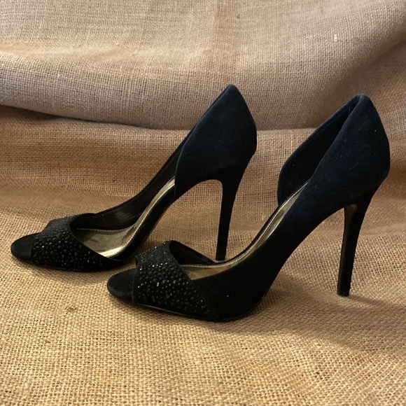 NWOT Coach suede heels with black rhinestones 🖤 - Picture 3 of 8